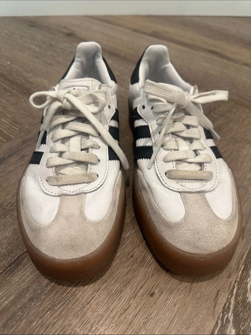 Adidas Samba Sneakers - White & Black with Gum Sole, 6.5M